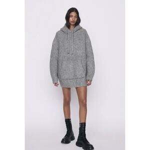 Zara Oversized Knit Sweatshirt Womens‎ Size XS Gray Chic